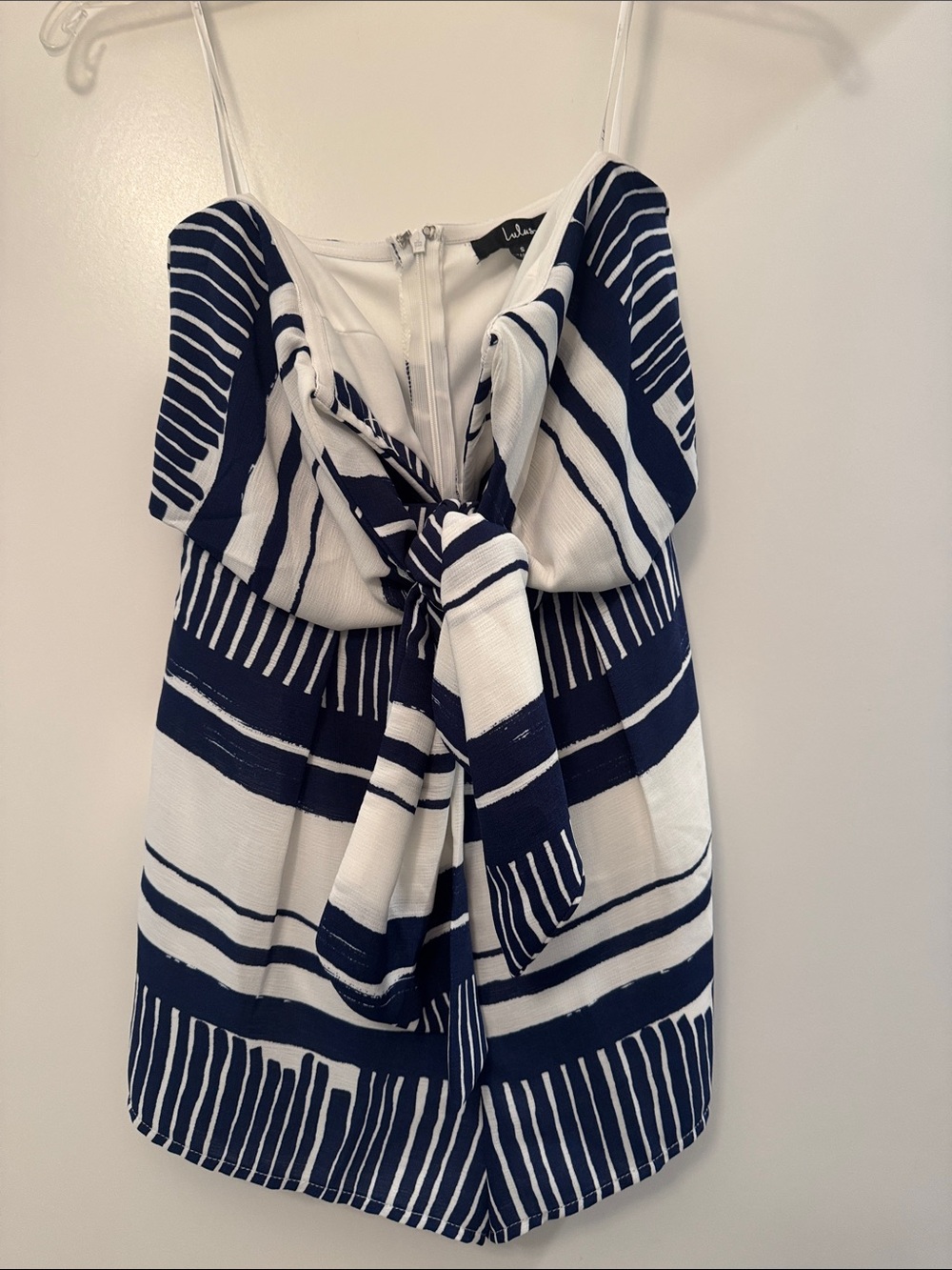 Lulu's Girls Navy & White Striped Tie-Front Sundress